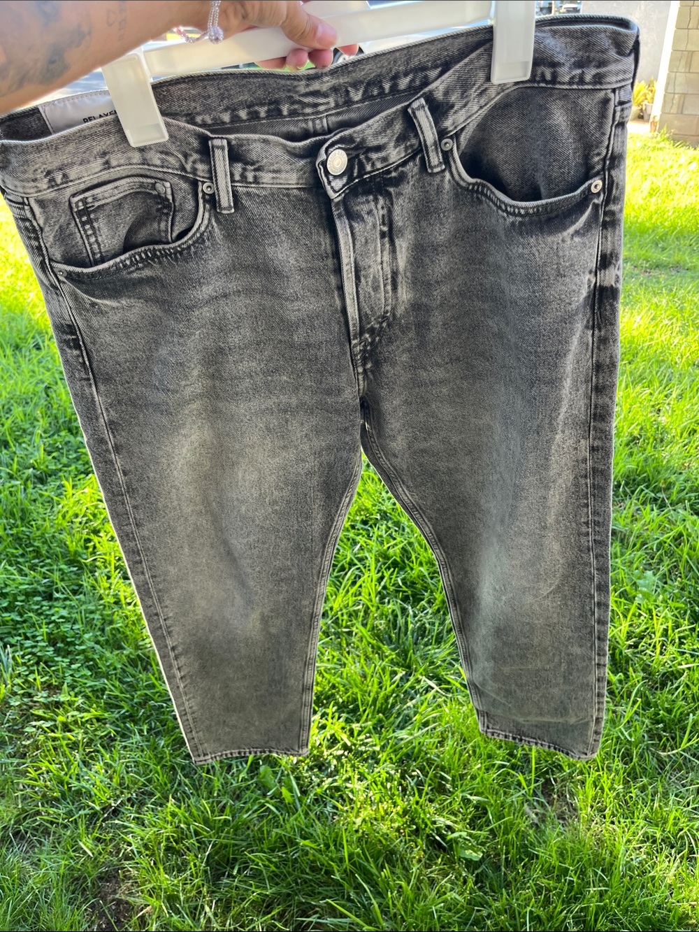H&M Men's Slim Straight Washed Black Jeans